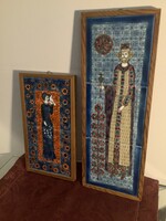 Good prices! Old edition ceramic picture in a pair. 47 and 33 cm works