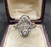 Elegáns Art Deco Arany Gyémánt Gyűrű