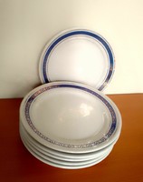 6 darabos retro Alföldi porcelán kistányér süteményes tányér készlet szett kék-arany minta hibátlan