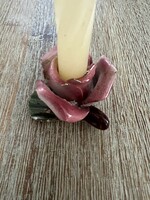 Antik rózsa porcelán gyertyatartó