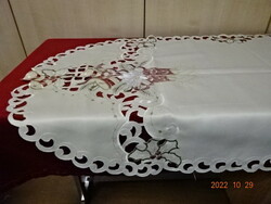 Christmas tablecloth, centerpiece, openwork edge, decorated with bells and candles. He has! Jokai.