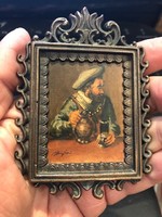 Dutch miniature painting, in a bronze frame, xix. Century, 10 cm