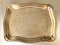 Régi vintage PFG jelzett alpakka fém tálca 28,5 cm