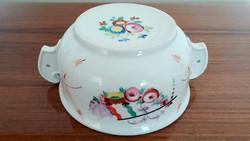 Antique old comma thick-walled porcelain Hungarian flag flower bowl