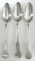 Noble monogrammed, silver (800) Viennese soup spoon (3 pieces)