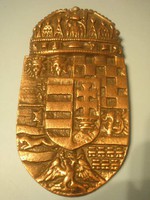 N11 Magyar korona címeres fém bronzírozott nagyméretű akasztós plakett eladó 14.5 x 8 cm