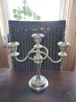 Silver-plated 3-prong candlestick with lever, marked, English