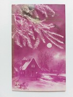 Régi karácsonyi képeslap 1929 levelezőlap esti havas táj