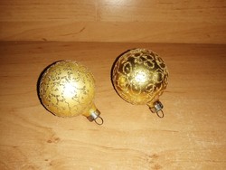 Retro glass golden sphere Christmas tree decoration in a pair 4.5 cm
