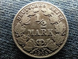 Németország Második Birodalom II. Vilmos (1888-1918) .900 ezüst 1/2 Márka 1905 D (id67619)