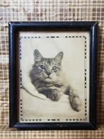 Egy család kedves cicája. Macska portré keretben az 1950 es évekből.