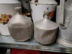 2 retro aluminum water bottles, nostalgic piece, rustic decoration