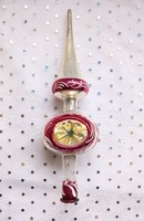 Old silver painted glass reflective Christmas tree ornament top decoration 21cm