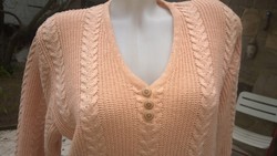 Barackszínű minőségi divatos női pulóver L-XL