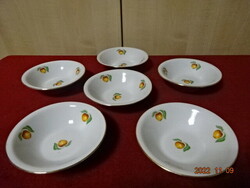 Alföldi porcelain compote bowl, six pieces, with an apricot pattern. He has! Jokai.