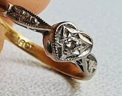 18 Kt, heart-shaped, diamond Gyuru-vintage