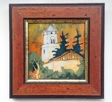 I have reduced the price of a white Margit church fire enamel picture