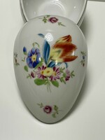 Antique Herend egg-shaped bonbonier with tulip bouquet pattern