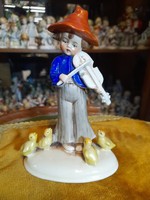German, Germany Grafenthal hand-painted porcelain figurine of a boy playing violin. 15.5 Cm.