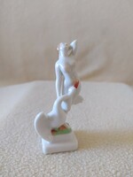 Herendi: 1942 collector's mini figure with the swan, perfect, marked, 10 cm
