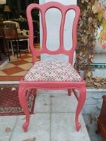 Színes neobarokk stílusú tölgyfa szék új kárpittal