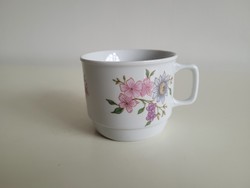 Old Zsolnay porcelain retro mug with floral tea cup