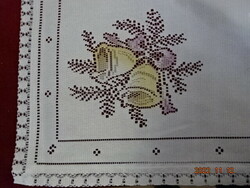 Christmas tablecloth, machine openwork pattern, with bells. He has! Jokai.