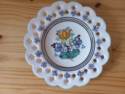 Ceramic plate with openwork edge, haban pattern, wall decor 22cm