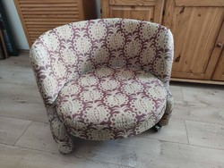 Danish retro design rolling armchair low card armchair with pineapple patterned fabric