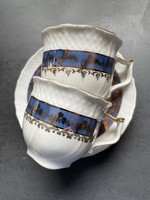 “IRIS” kézzel festett bájos szegedi porcelán csésze pár. ÚJAK!