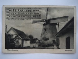 Régi képeslap Kiskundorozsma szélmalom fotó malom kottás levelezőlap