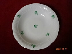 Herendi porcelán antik tálka, zöld mintás, jelzése 319. Vanneki! Jókai.