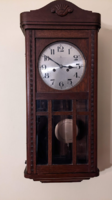 Antique wall clock Art Nouveau oak wooden case half-baker