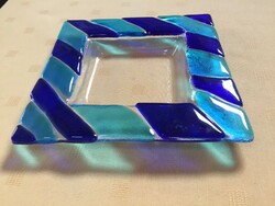 Murano style blue glass bowl, handmade
