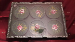 Wooden tray, glass with coasters (m3168)