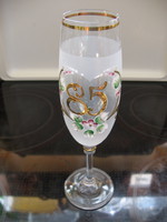 Hand-painted jubilee, birthday decoration stemmed glass 85