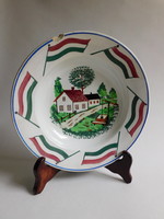 Antique Wilhelmsburg plate with tricolor - damage on the edge