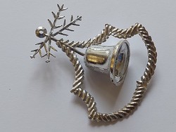 Régi karácsonyfadísz műanyag ezüst csengő