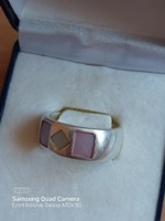 Mother of pearl silver wedding ring