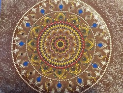 Dot art - gaia - acrylic, mandala pattern picture made on coated canvas (30 x 42 cm)