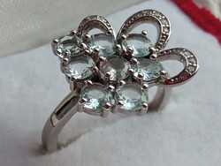 Akvamarin 925 ezüst gyűrű 52