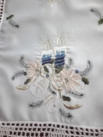 Christmas tablecloth with crochet border, 42 x 28 cm