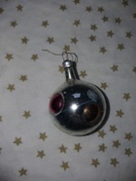 Retro glass silver-colored dotted sphere Christmas tree decoration