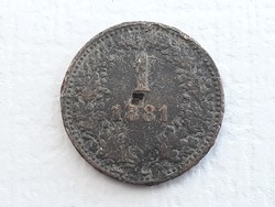Austria 1 Kreuzer 1881 coin - Austrian 1 Kreuzer 1881 foreign coins