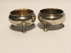Pair of old silver spice holders with gilded interior.