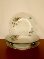 Two-person vintage German Bavarian porcelain dinnerware flat and deep soup plate fine floral pattern