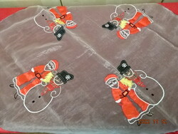 Square Christmas tablecloth, decorated with Santa Claus and a snowman. He has! Jokai.