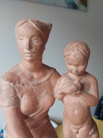 G Fekete Géza Anya Gyerekével Terrakotta szobor