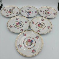 Zsolnay flower pattern 6-piece plates 10 cm
