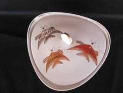 Wallendorf porcelán asztalközép kínáló bonbonier kekszes tál aranyozott halas díszítéssel